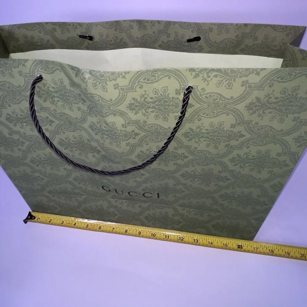 Gucci Green Equilibrium Paper Shopping Gift Bag Wrapping Holiday Logo Handles